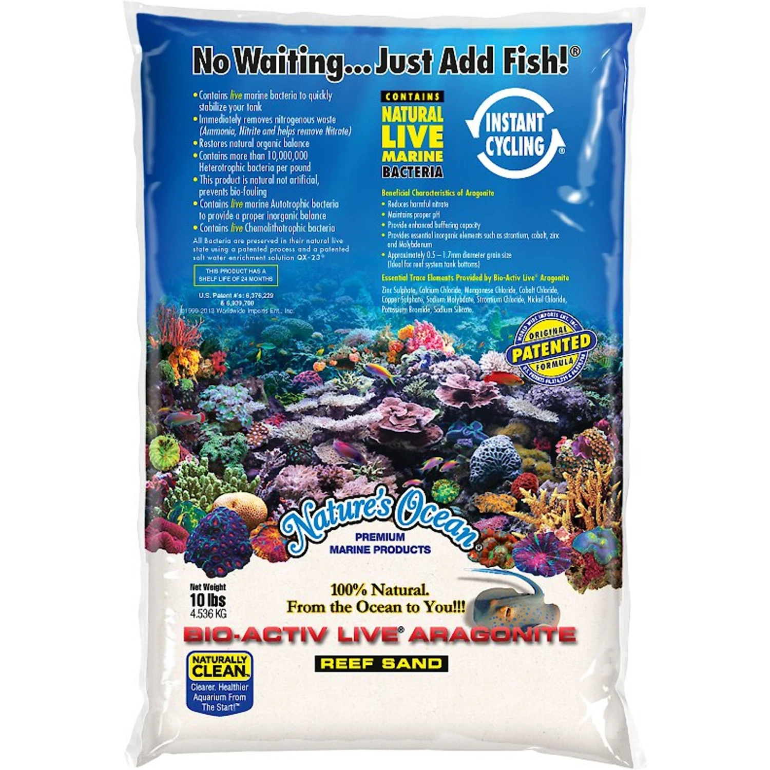 Nature's Ocean Bio-Activ Live Aragonite Saltwater Aquarium Sand, Natural White #0, 10-lb Bag 3 Nature's Ocean Bio-Activ Live Aragonite Saltwater Aquarium Sand, Natural White #0, 10-lb Bag