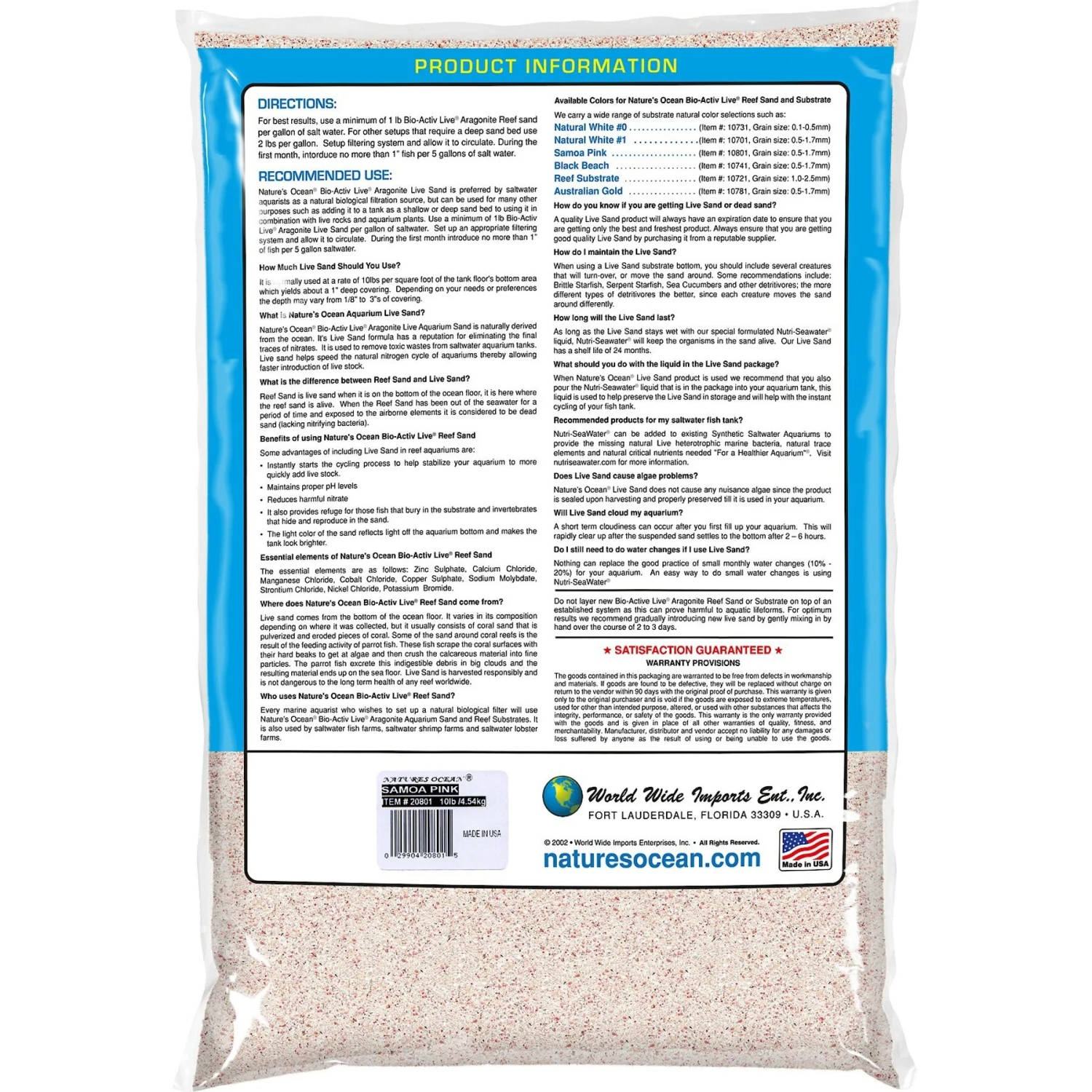 Nature's Ocean Bio-Activ Live Aragonite Saltwater Aquarium Sand, Samoa Pink, 10-lb Bag 4 Nature's Ocean Bio-Activ Live Aragonite Saltwater Aquarium Sand, Samoa Pink, 10-lb Bag - Image 2