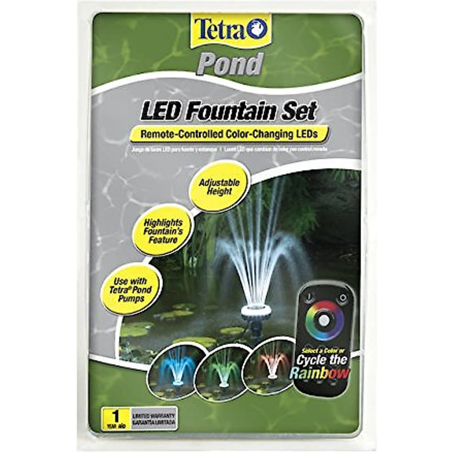 Tetra Remote-Controlled Color-Changing LED Pond Fountain Set 3 Tetra Remote-Controlled Color-Changing LED Pond Fountain Set