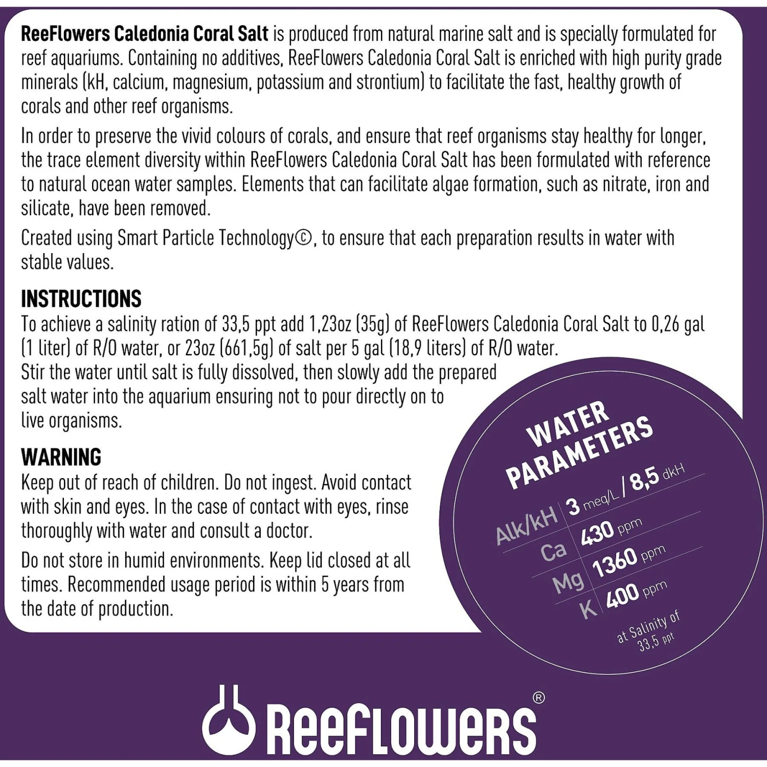 Reeflowers Caledonia Coral Aquarium Salt 5 Reeflowers Caledonia Coral Aquarium Salt - Image 3