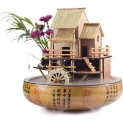 Lifegard Aquatics Decorative Pot Bamboo House Fish Aquarium Fountain & Quiet One Pump