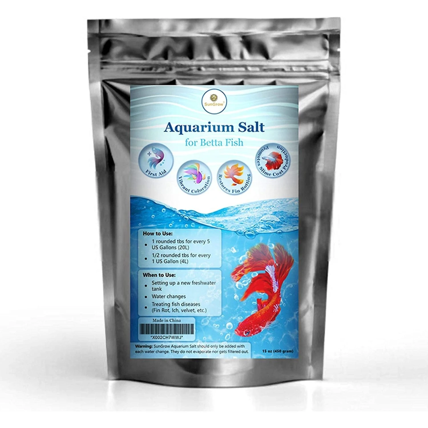 SunGrow Betta Fish Water Conditioner & Treatment Freshwater Fish Aquarium Salt, 16-oz Bag 3 SunGrow Betta Fish Water Conditioner & Treatment Freshwater Fish Aquarium Salt, 16-oz Bag