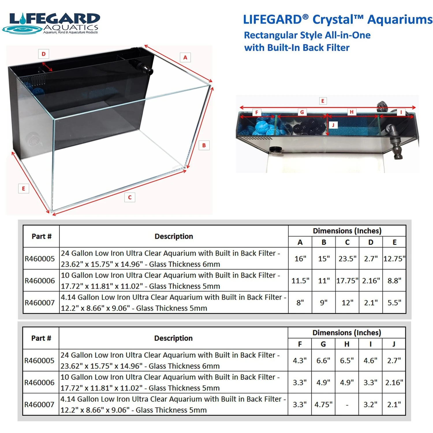 Lifegard Aquatics Crystal Aquarium With Back Filter 8 Lifegard Aquatics Crystal Aquarium With Back Filter - Image 6
