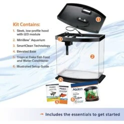 Aqueon LED MiniBow SmartClean Fish Aquarium Kit & Galapagos Aquarium Sea Glass, 4-lb Bag -Fish Products 301784 PT2. AC SS1800 V1622823745