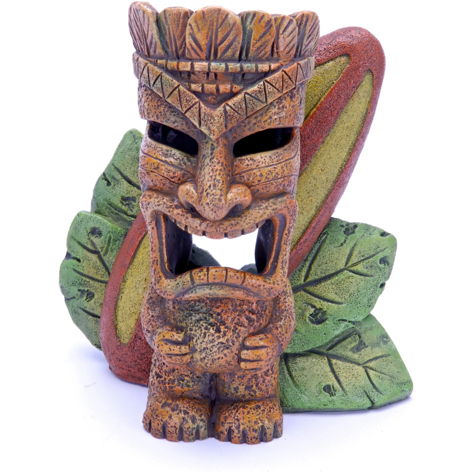 Penn-Plax Tiki With Surfboard Aquarium Ornament 3 Penn-Plax Tiki With Surfboard Aquarium Ornament