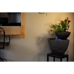 AquaSprouts Fountain Aquaponics Ecosystem Kit, Charcoal, 8-gal -Fish Products 315387 PT2. AC SS1800 V1626390457