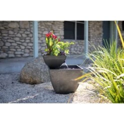 AquaSprouts Fountain Aquaponics Ecosystem Kit, Charcoal, 8-gal -Fish Products 315387 PT7. AC SS1800 V1626390401