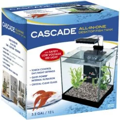 Cascade All-in-One Desktop LED Light Glass Fish Tank Kit, 3.2-gal -Fish Products 345209 PT2. AC SS1800 V1638557796