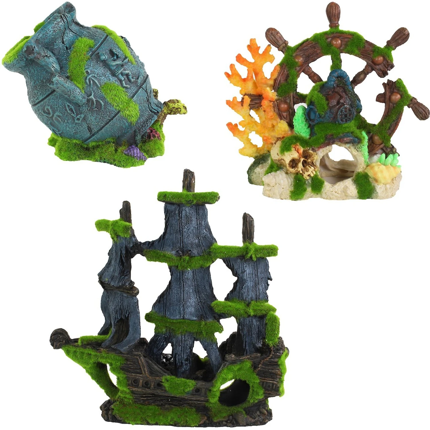 Penn-Plax Nautical Aqua-Flora, 3 Count 3 Penn-Plax Nautical Aqua-Flora, 3 Count