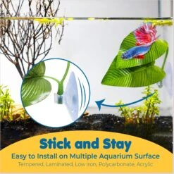SunGrow African Dwarf Frog & Betta Bed Leaf Hammock With Suction Cups Fish Sleeping Pad Tank & Aquarium Plastic Plants, 3 Count -Fish Products 538350 PT3. AC SS1800 V1691674306