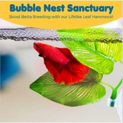 SunGrow African Dwarf Frog & Betta Bed Leaf Hammock With Suction Cups Fish Sleeping Pad Tank & Aquarium Plastic Plants, 3 Count -Fish Products 538350 PT4. AC SS1800 V1691615429