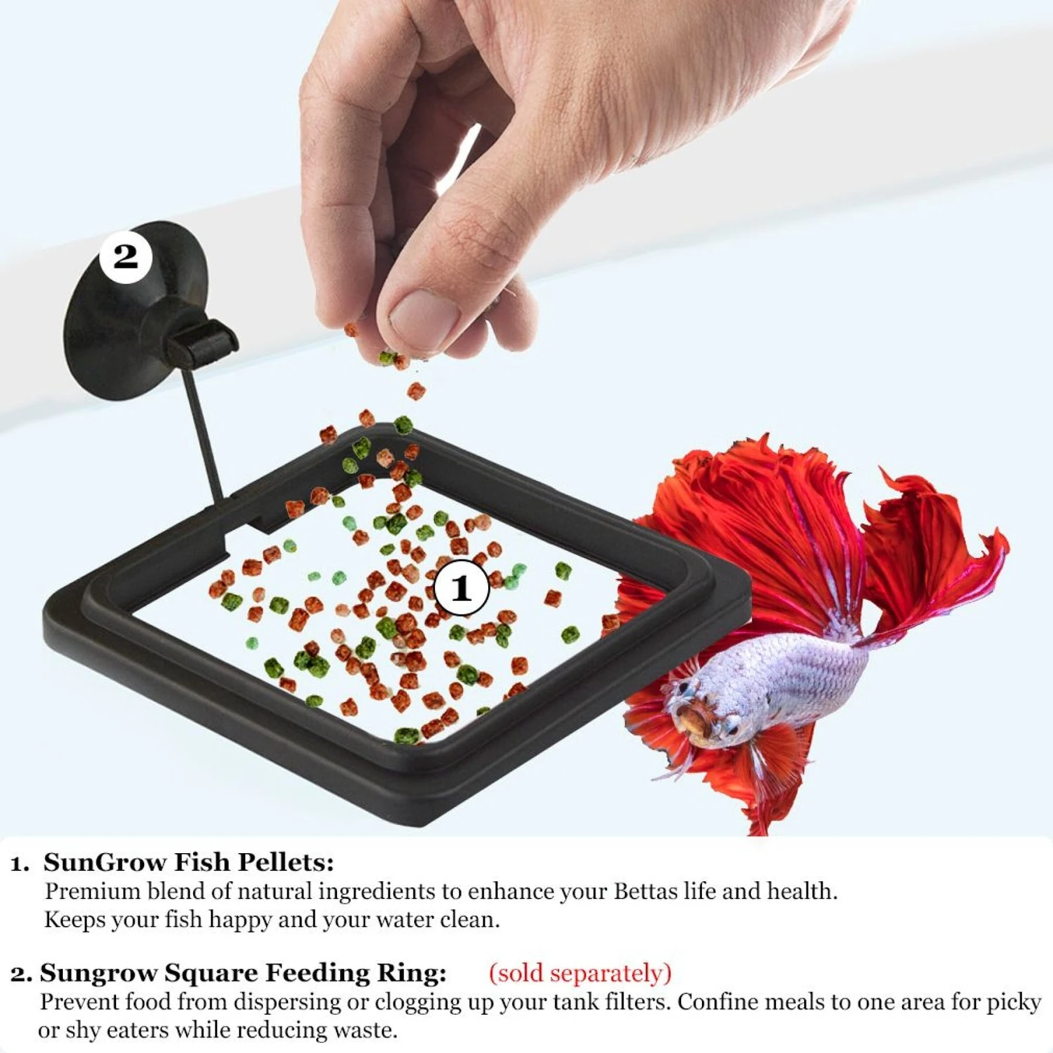 SunGrow High Protein Betta & Goldfish Floating Food Pellets Food, 0.95-oz Bag 8 SunGrow High Protein Betta & Goldfish Floating Food Pellets Food, 0.95-oz Bag - Image 6