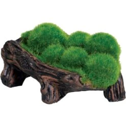 Underwater Treasures Mossy Log Cave With Airstone Fish Ornament