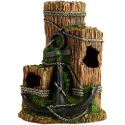Underwater Treasures Wood With Anchor Fish Ornament