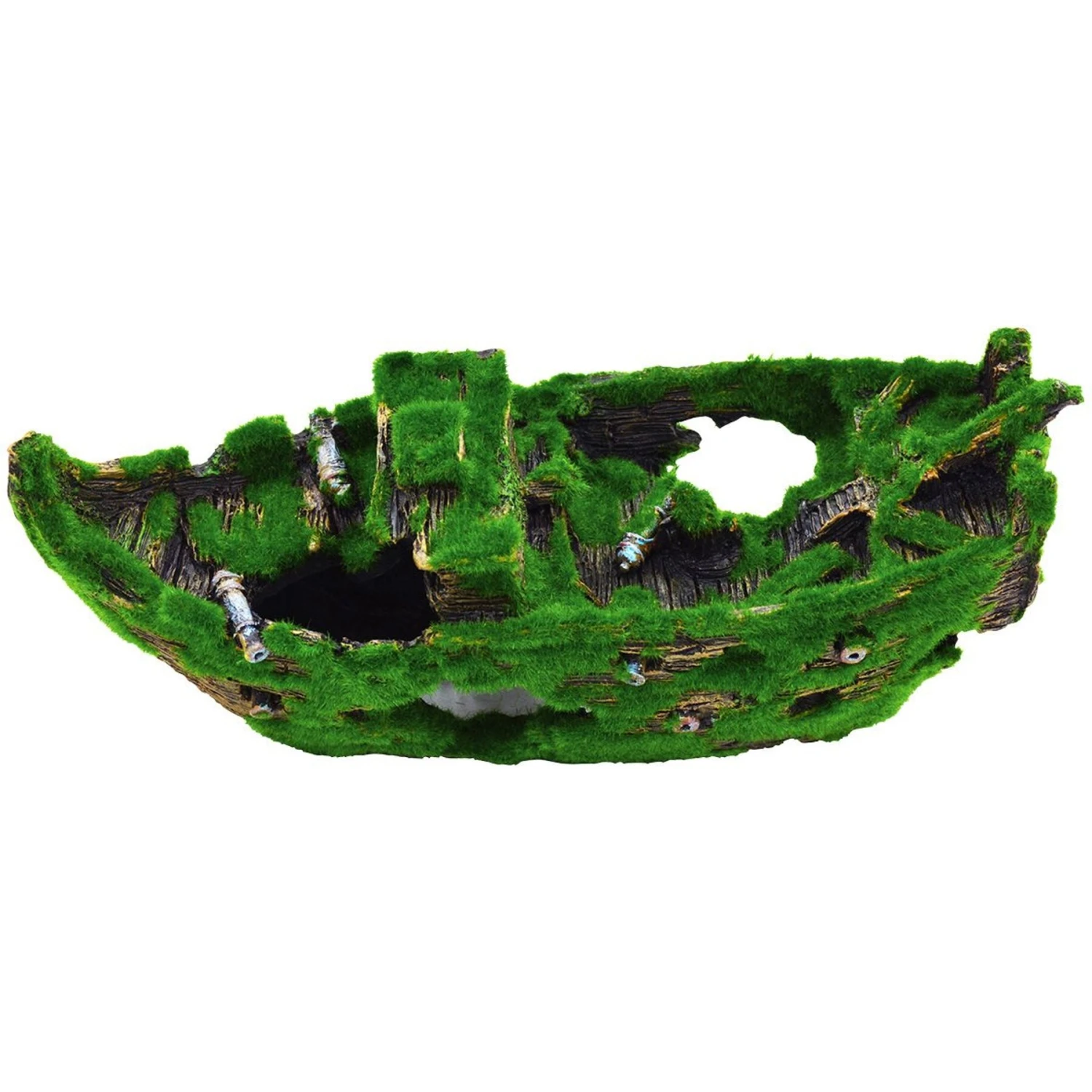 Underwater Treasures Mossy Sunken Ship Fish Ornament 3 Underwater Treasures Mossy Sunken Ship Fish Ornament
