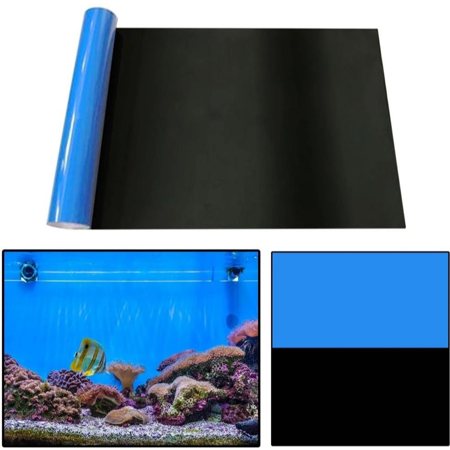 SunGrow 2 Sides Blue Or Black Aquarium Background Turtle & Betta Fish Tank Backdrop Decoration 4 SunGrow 2 Sides Blue Or Black Aquarium Background Turtle & Betta Fish Tank Backdrop Decoration - Image 2