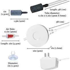 SunGrow Betta Aquarium Small Quiet Air Pump Set With Fish Tank Air Stone Bubbler Aerator -Fish Products 699710 PT3. AC SS1800 V1668198022
