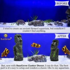SunGrow Betta Fish Moai Easter Island Head Aquarium Ornament, 2-pack, 7-in & 5-in -Fish Products 706190 PT3. AC SS1800 V1669179775