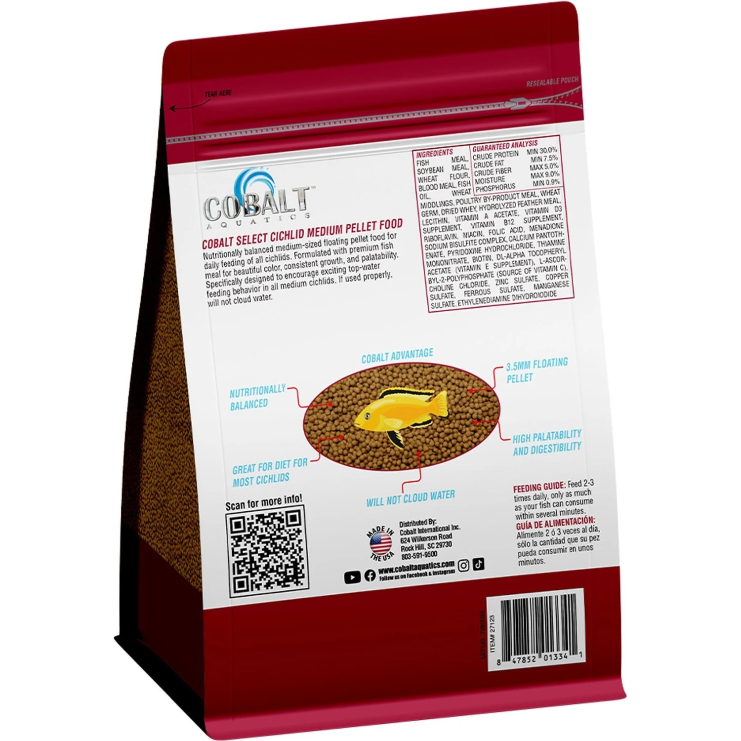 Cobalt Aquatics Cichlid Medium Pellet Fish Food 4 Cobalt Aquatics Cichlid Medium Pellet Fish Food - Image 2