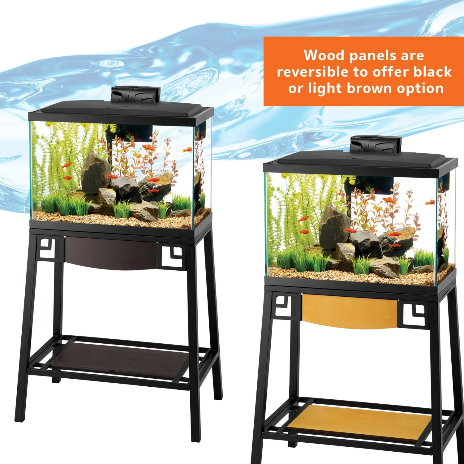 Aqueon Forge Metal Aquarium Stand, Black & Brown & Aqueon LED Aquarium Starter Kit, 20-gal 7 Aqueon Forge Metal Aquarium Stand, Black & Brown & Aqueon LED Aquarium Starter Kit, 20-gal - Image 5