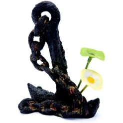 Penn-Plax Anchor With Silk Plants Fish Ornament, Multicolor