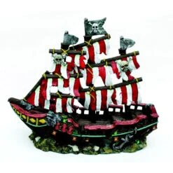 Penn-Plax Striped Sail Shipwreck Fish Ornament, Multicolor