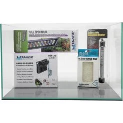 Lifegard CRYSTAL Beveled Edge Low Iron Rimless Aquarium With HOF-2 Hang On Filter, 5-mm, 9.6-gal