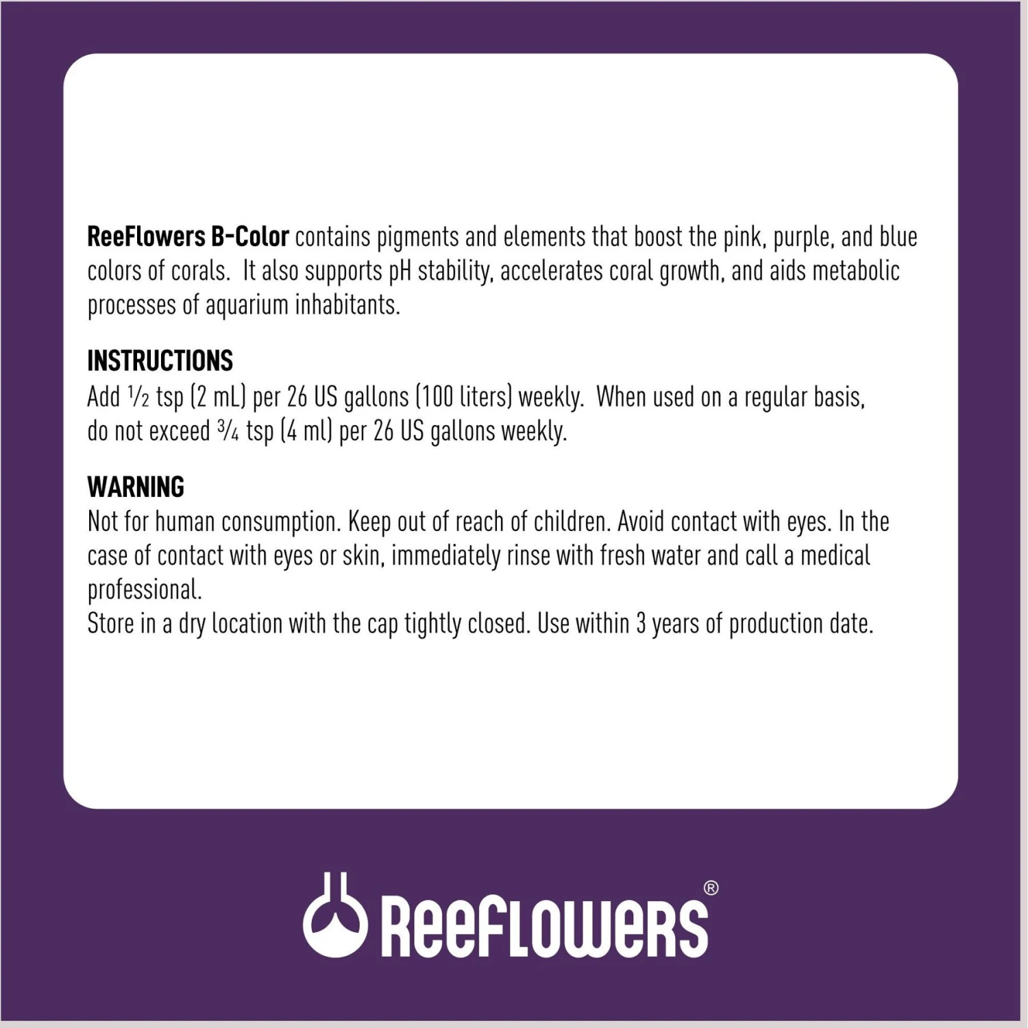 Reeflowers B-Color Fish Aquarium Water Conditioner, 8.5-oz Bottle 5 Reeflowers B-Color Fish Aquarium Water Conditioner, 8.5-oz Bottle - Image 3