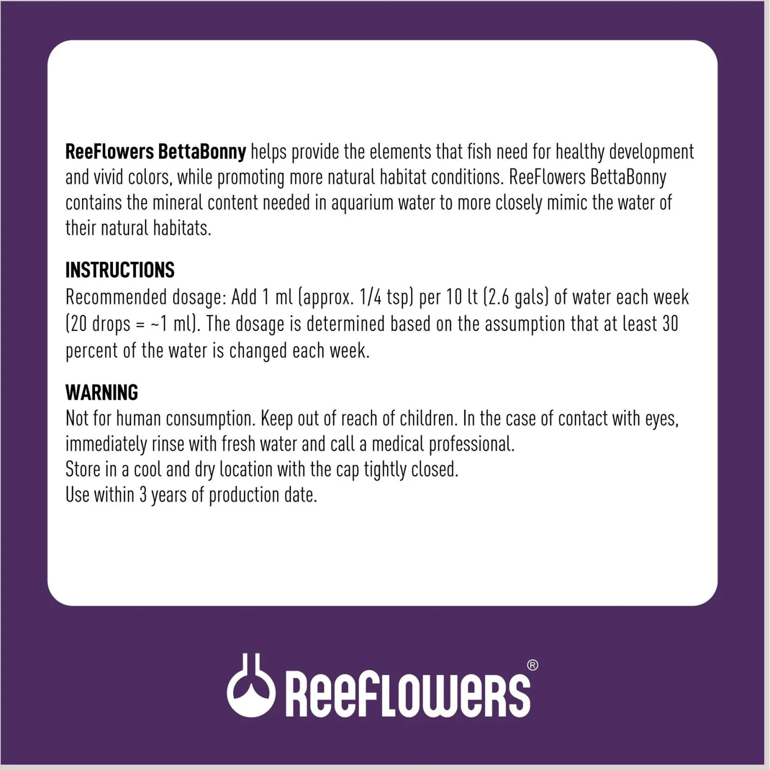 Reeflowers Betta Bonny Fish Aquarium Water Conditioner, 2.9-oz Bottle 5 Reeflowers Betta Bonny Fish Aquarium Water Conditioner, 2.9-oz Bottle - Image 3