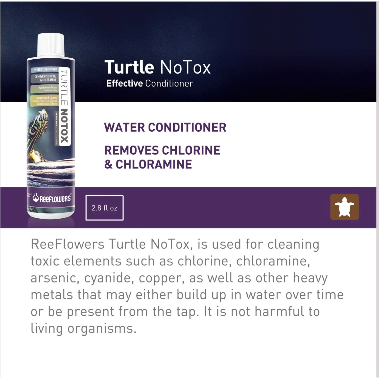 Reeflowers Turtle NoTox Effective Fish Aquarium Water Conditioner, 2.9-oz Bottle 4 Reeflowers Turtle NoTox Effective Fish Aquarium Water Conditioner, 2.9-oz Bottle - Image 2