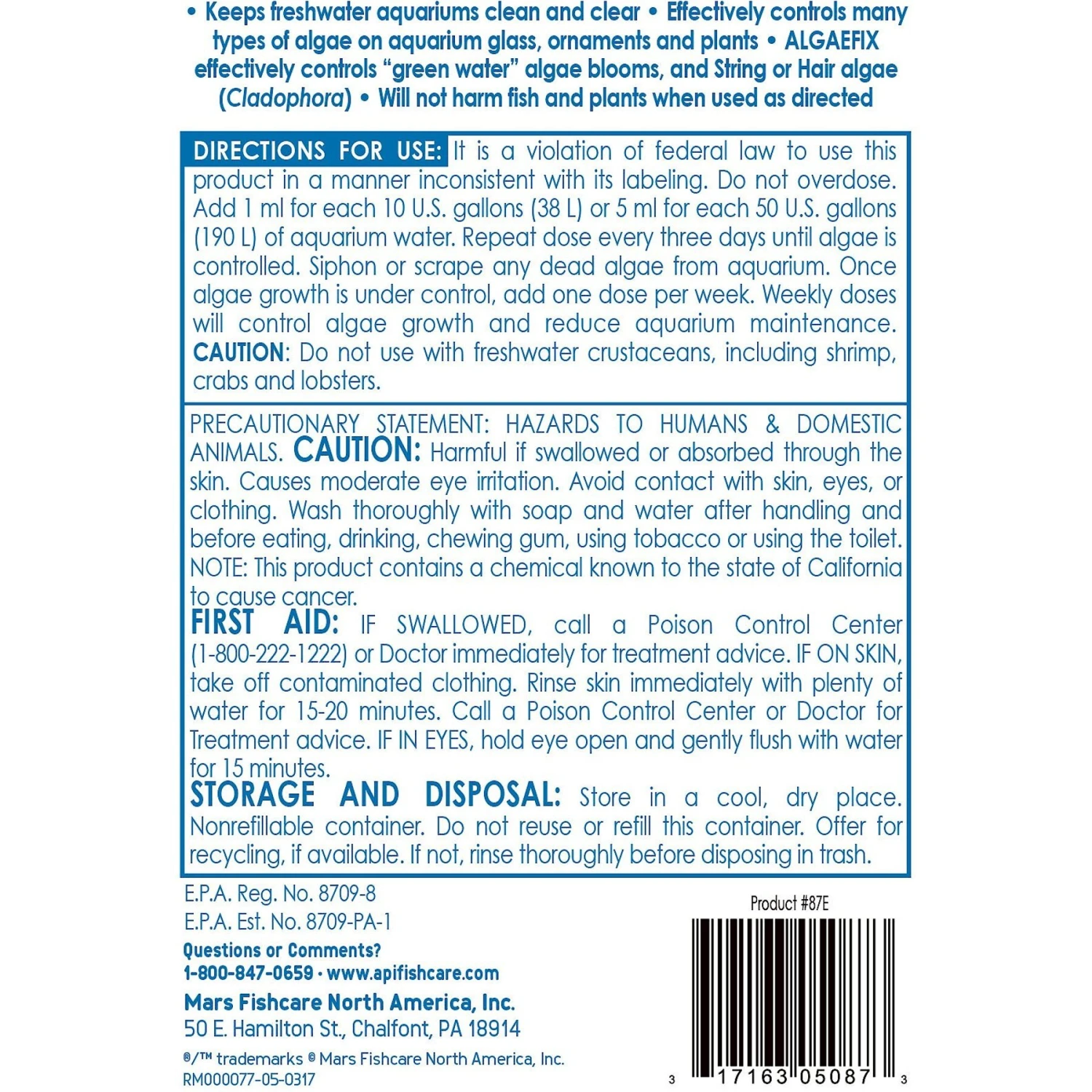 API Algaefix Algae Control Aquarium Solution 4 API Algaefix Algae Control Aquarium Solution - Image 2